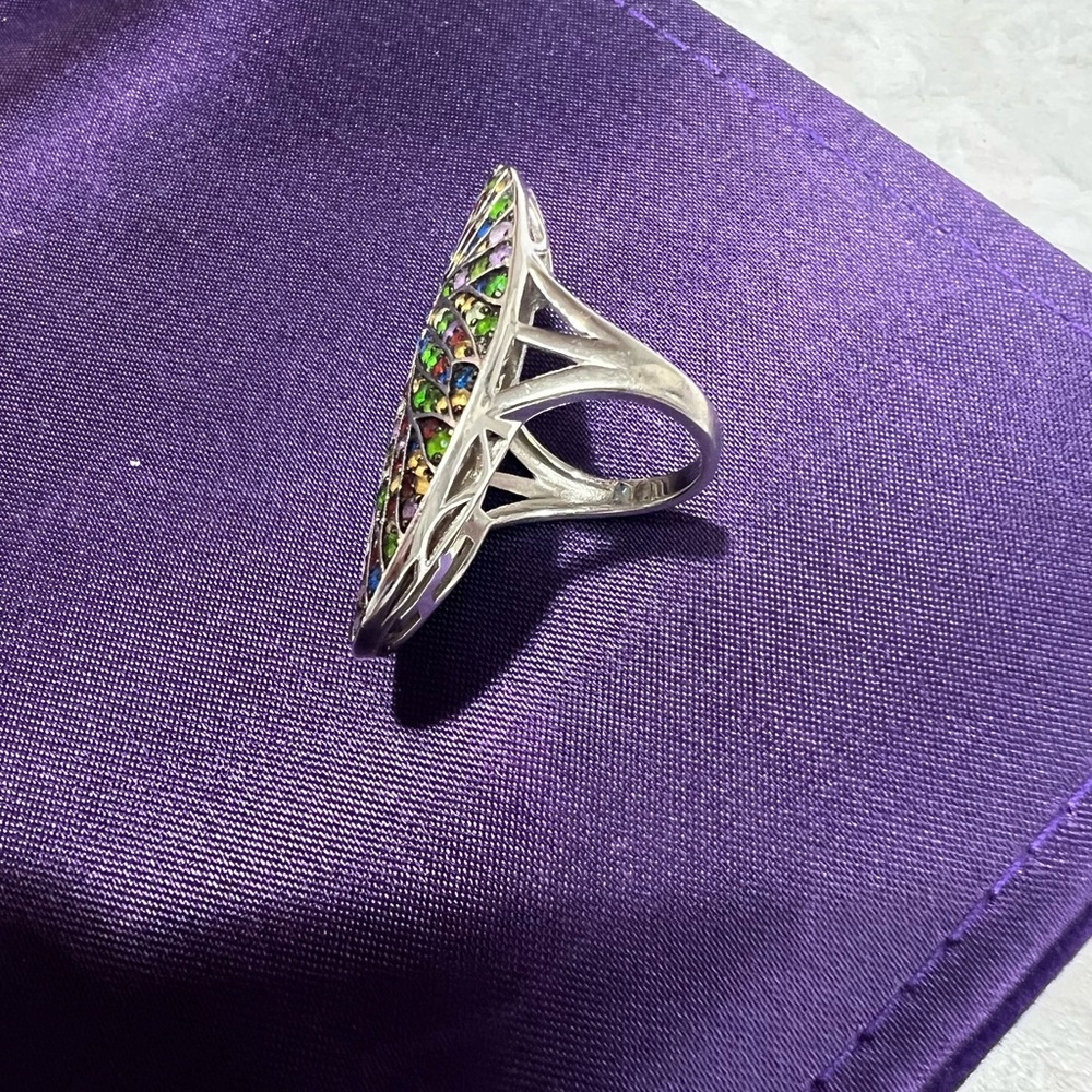 JTV Peacock Design Ring size 7 rhodium over sterling silver - Picture 4 of 6